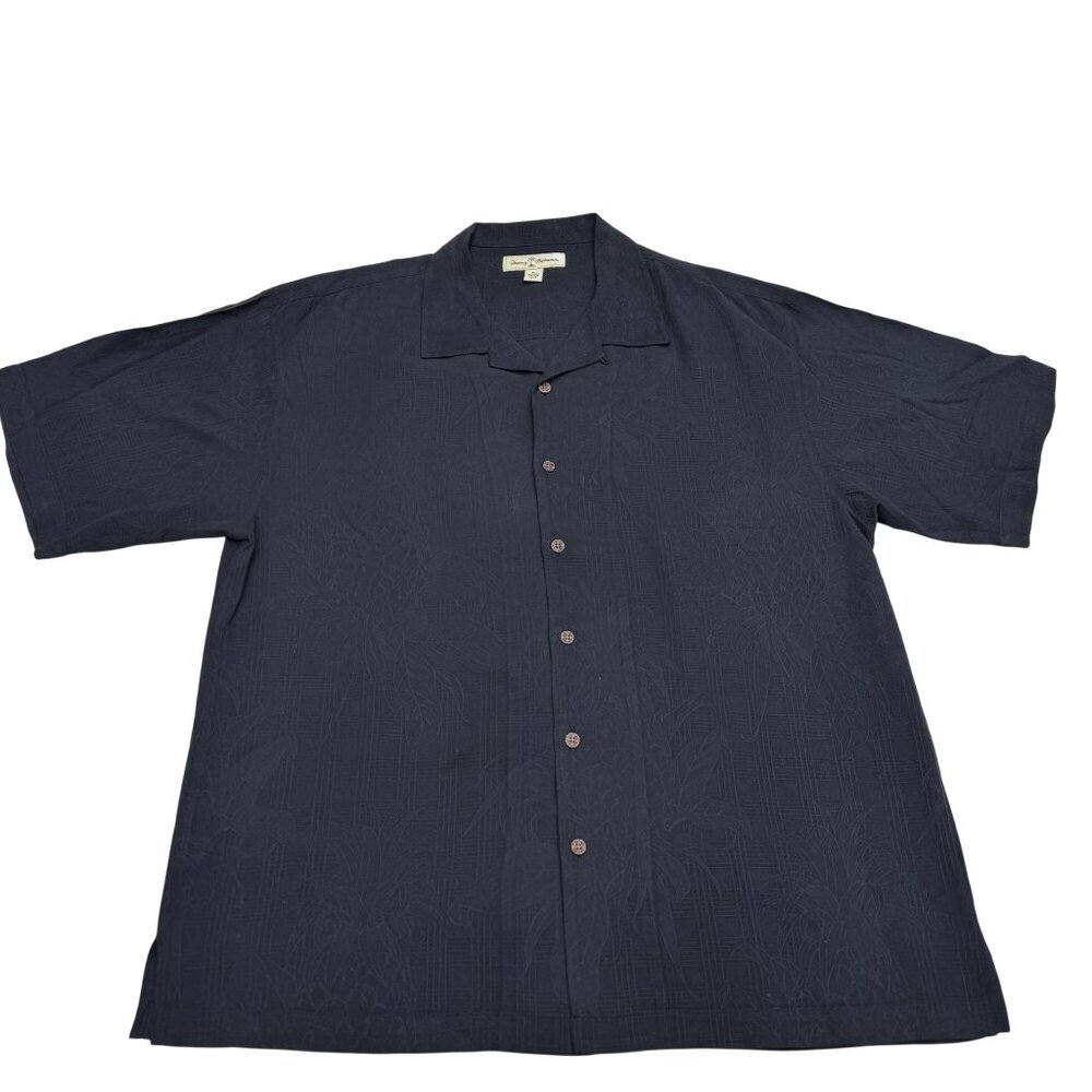 Tommy Bahama Men's Black 100% Silk Button Down SS Shirt Pattern, Size XL